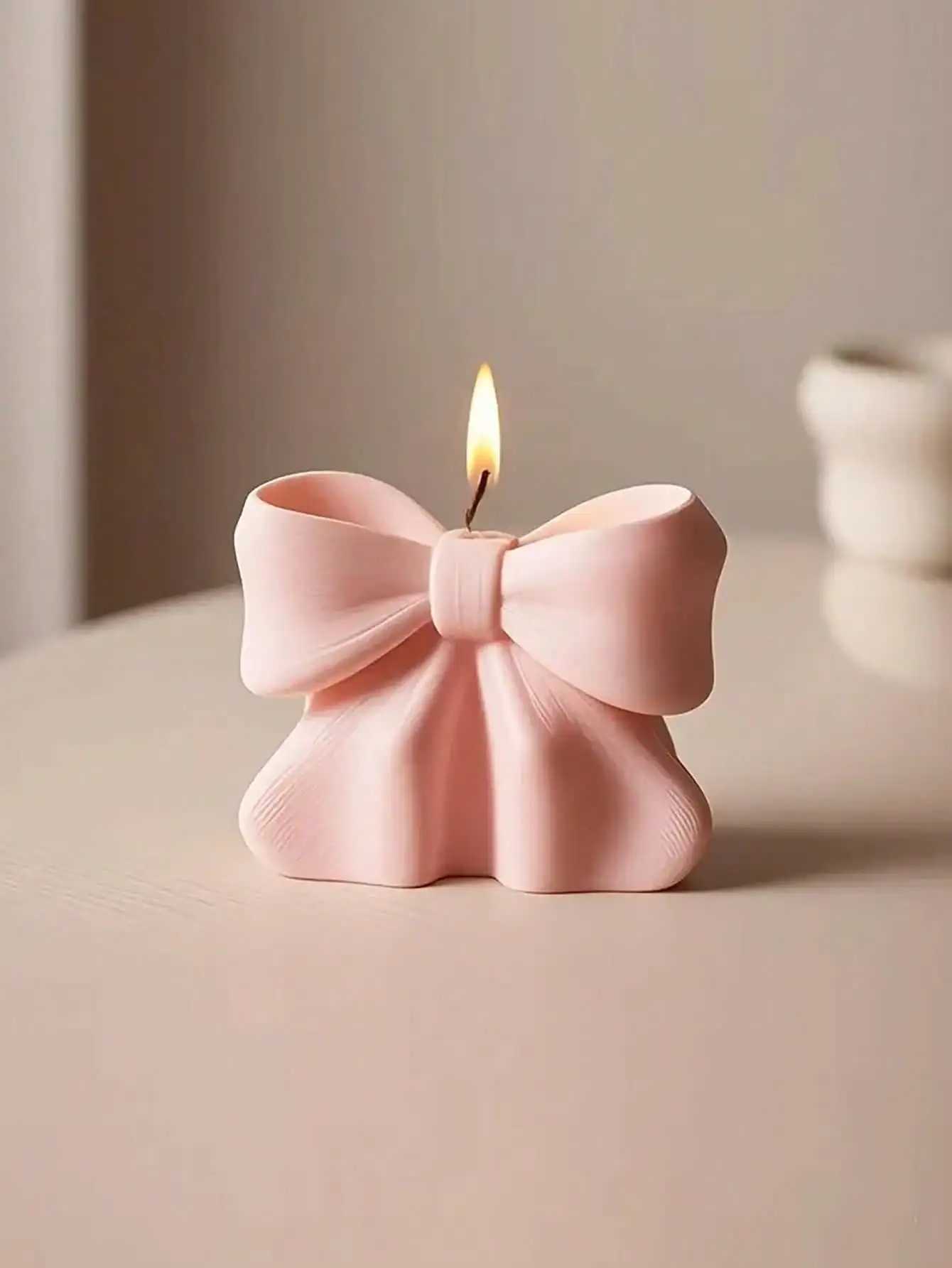 1pc Bow scented Candle 3D Bow Design Long-Lasting Fragrance Suitable For Home Decoration Perfect Valentines Day gifts D260318