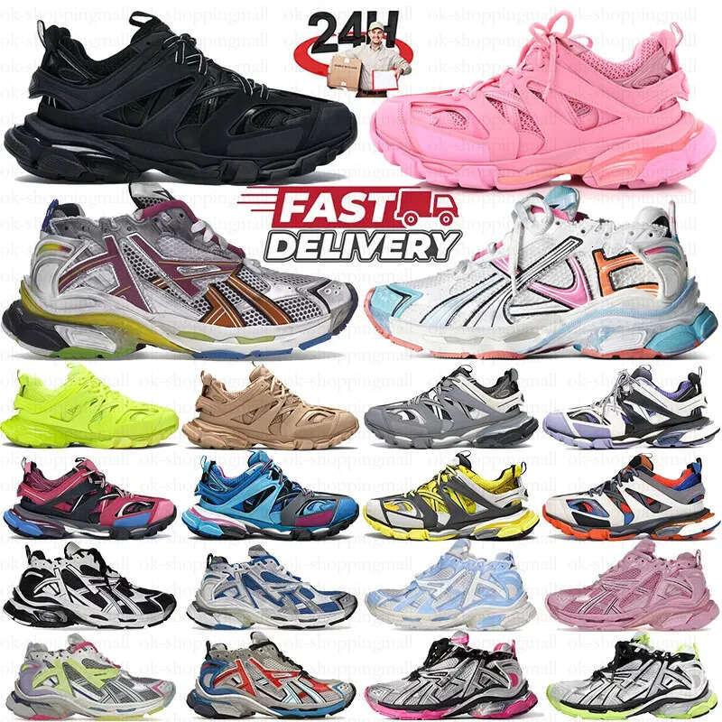 Track LED Casual Light 3 3.0 Sneakers 7.5 7.0 Runner Men Women Grey Blue Leather Beige Tripler Black Pink Trainer Nylon Printed Platform for Trainers Shoes with box