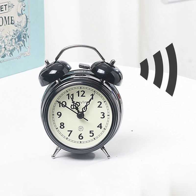 Super Loud Retro Ringing Alarm Clock Bedroom Small Night Light Student Bedside Clock Desk Ornament Home Decoration D260318