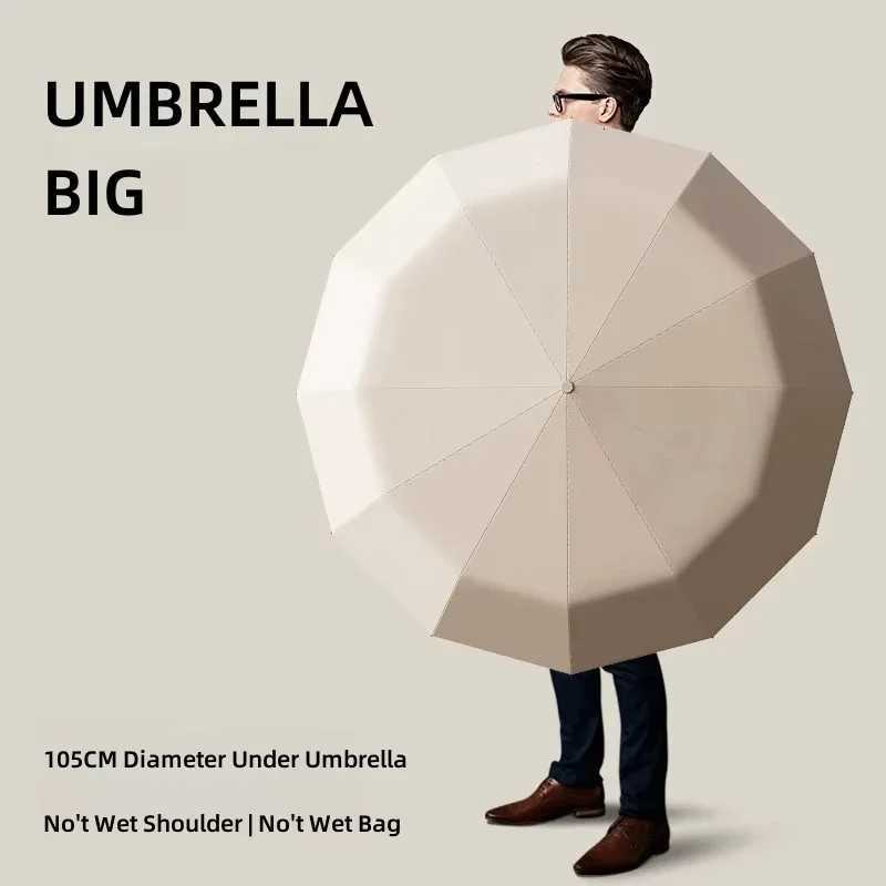 20 Bones 105cm Reinforce Ring Clasp Fully Automatic Umbrella for Men and Women Folding Windproof Strong Waterproof Sunscreen H260318 - view 7