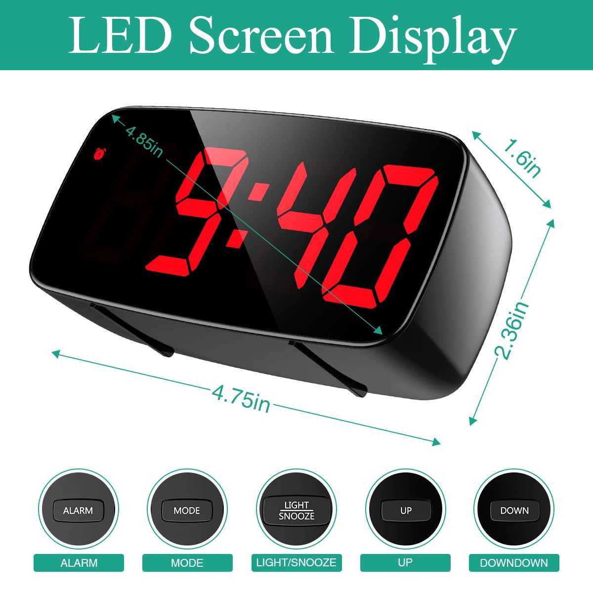 ORIA Alarm Clock Digital LED Clock Voice Control Snooze Time Temperature Display Night Mode Reloj Despertador Desktop Clocks D260318