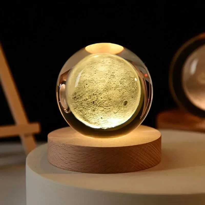 6cm 3D Crystal Ball Decoration 2026 Astronomy Solar System Planets Moon Astronaut LED Balls Home Snow Glass Globe Decorations H260318