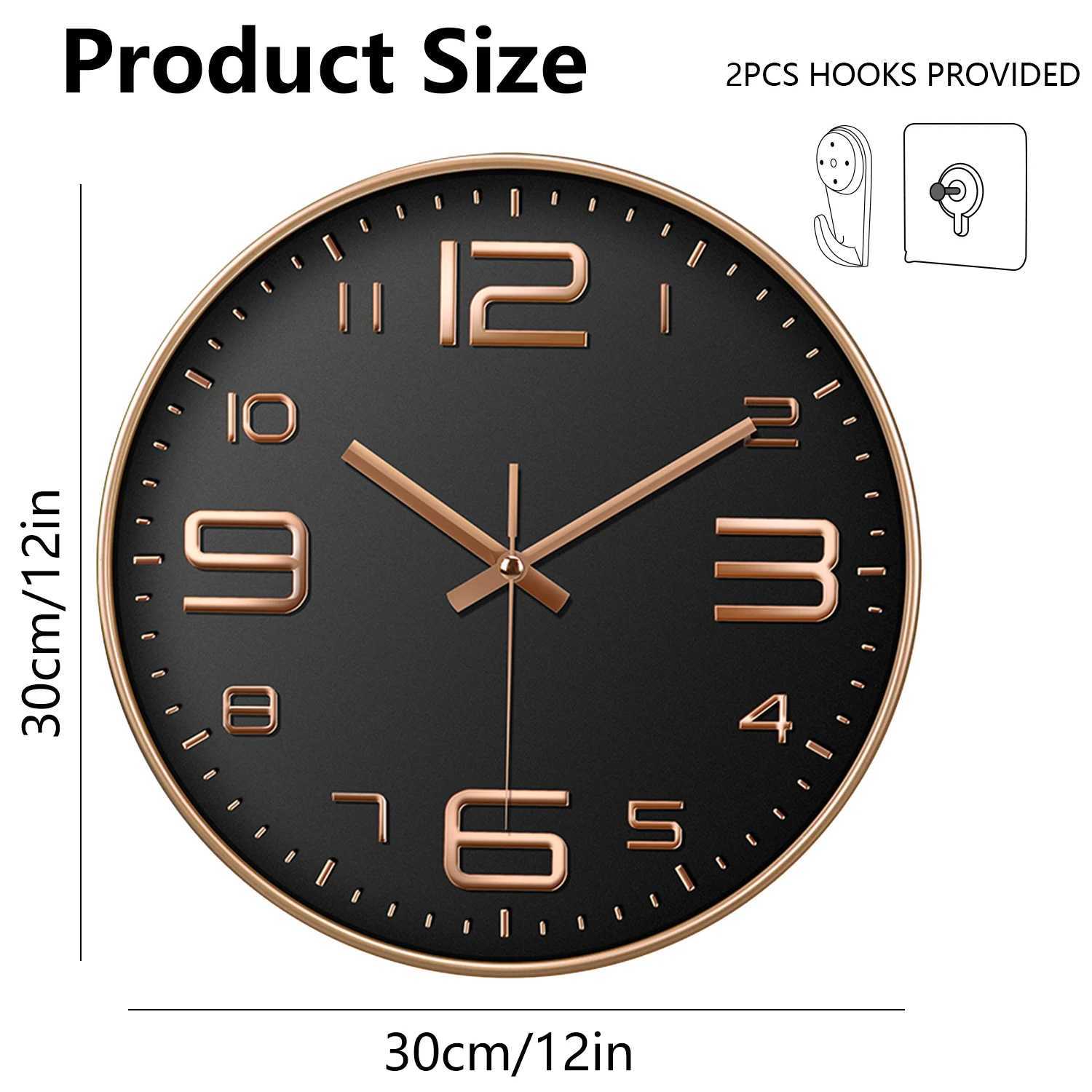 12 Inch Quartz Wall Clock Modern Large Cubic Digital Clock Silent Non Ticking Clock For Living Room Kitchen Home Decoration D260318