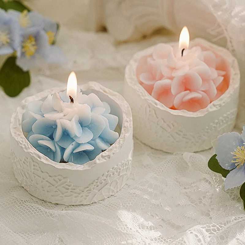 Hydrangea Flower Shaped Soy Wax Scented Candle Luxury Romantic Cute Home Decor Aromatherapy Gift for Romantic Settings D260318