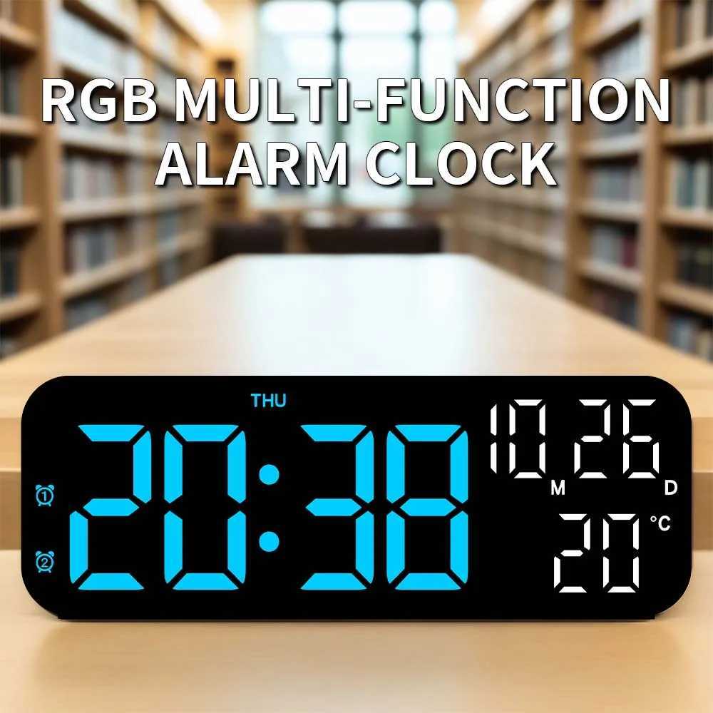 1Pc Simple and Stylish Multifunctional Led Alarm Clock with Temperature Display Suitable for Bedroom and Living Room Bedside Clock 9inch Clock D260318