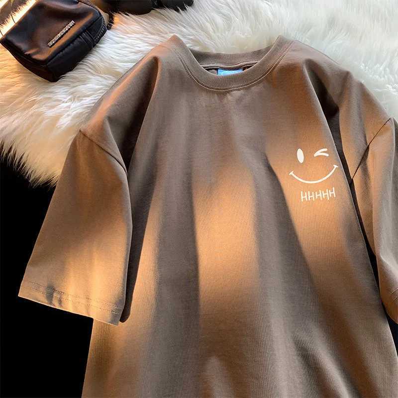 Men Womens Smiling Face Funny Fashion Couple Short Sleeved T-shirt American Basic Simple Oversized Loose Boys Pullover TopT260317