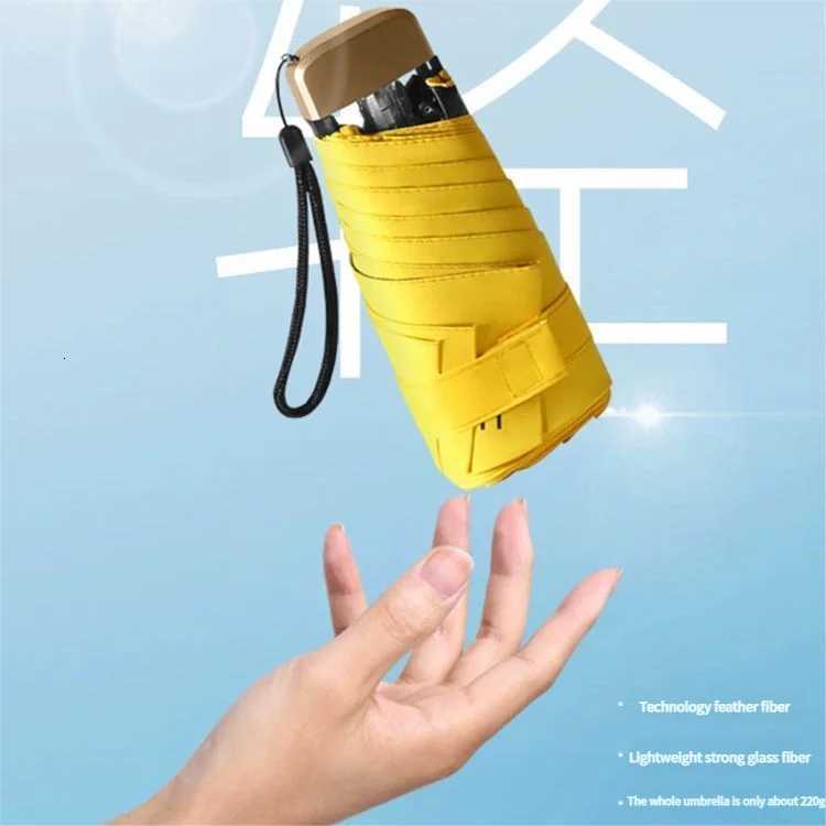 Ultra Light Small Mini Women Five Fold Umbrella Sun Proof Sun Proof Anti UV Sun Rain Dual Use Umbrella Thick Black Glue Pocket S H260318 - view 3