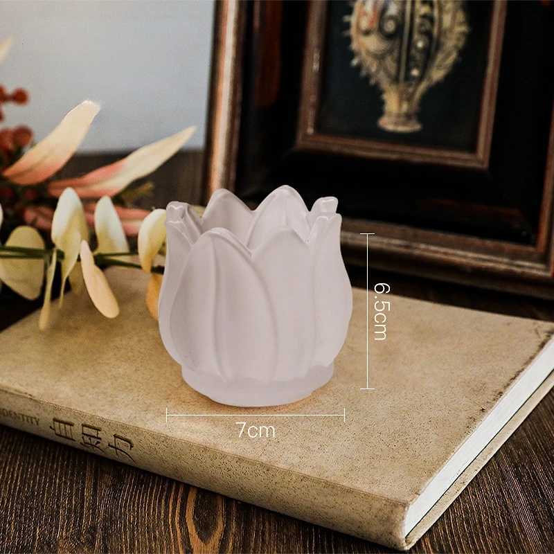 Vintage Tulip Glass Candle Holder Romantic Wedding Clear Table Candle Ornament Home Jewelry Accessories Craft Gifts Home Decor D260318