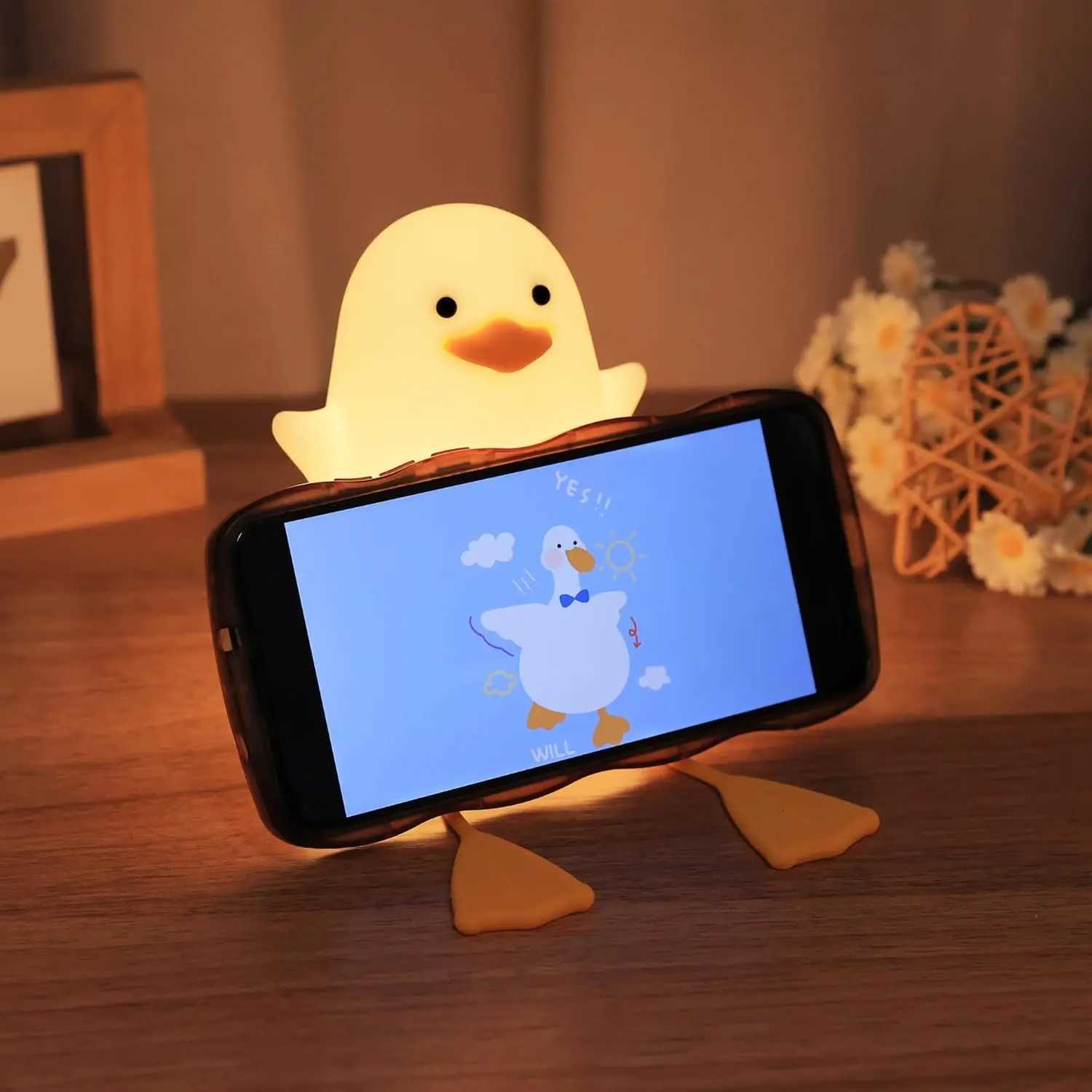 Cute Duck Light Portable USB Rechargeable Timed Dimming Silicone Night Light Is Perfect for Family Bedrooms Holiday Gifts H260318