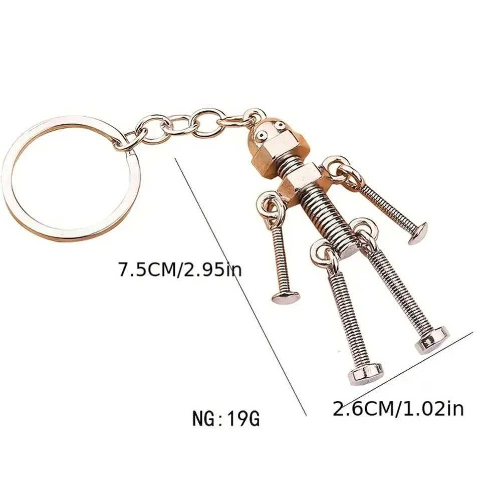 Vintage Mechanical Screw Robot Keychain Creative Movable Joint Steampunk Robot Car Key Holder For Men Backpack Pendants H260318 - view 7