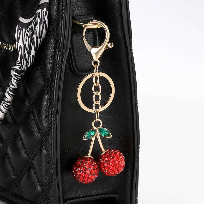 Cherry Fruit Keychain Cute Simulation Fruitage Alloy Set With Diamonds Key Chain Ladies Car Bags Pendants Jewelry Decorations H260318 - view 5