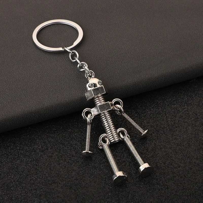 Funny Robot Keychain Metal Screw Body Keyring for Men Couple Bag Pendant Car Key Holder Creative DIY Gifts Car Accessories H260318 - view 5