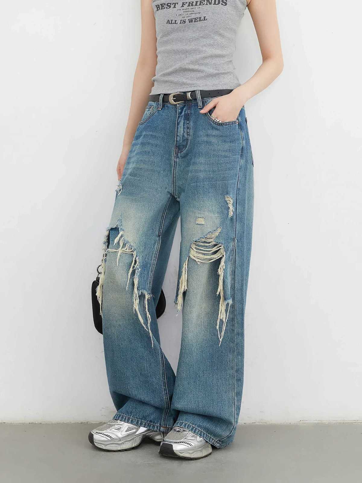 CHIC VEN Women Jeans Fashion Casual Loose High Waisted Wide Leg Denim Pants Streetwear Female Trousers Spring Autumn New 2025T260317