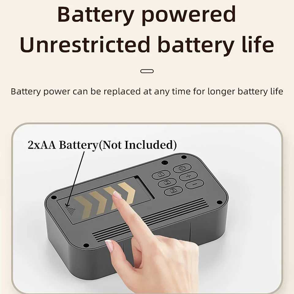 Battery Powered LCD Alarm Clock TEMP Date Week 3 Alarms Backlight Snooze Table Clock Night Vision Function12/24H Digital Clock D260318