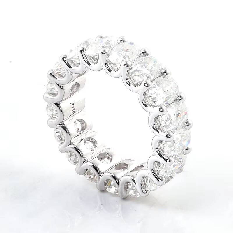 DEF Oval Cut Moissanite Eternity Ring Band 925 Sterling Silver Fine Jewelry Rings VVS Clarity High Quality Loose Stone