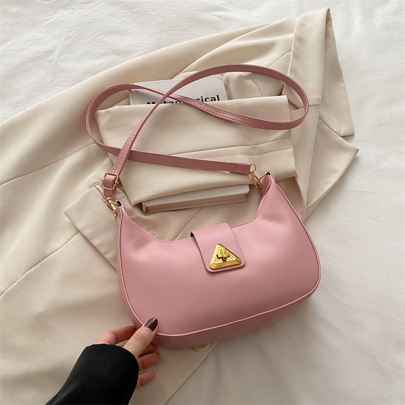 2026 simple casual popular single shoulder French retro design lid style single shoulder crossbody armpit small square bag free shipping