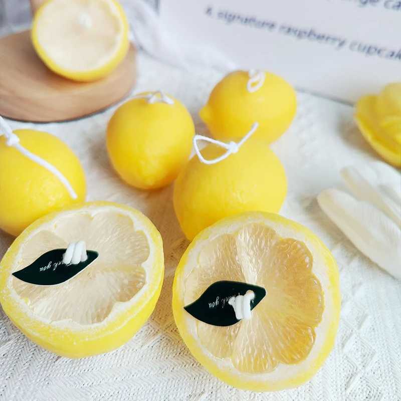 Handmade Lemon Scented Soy Wax Candle - Home Decor Souvenir Hand-Poured Fragrance for Atmosphere Decoration D260318