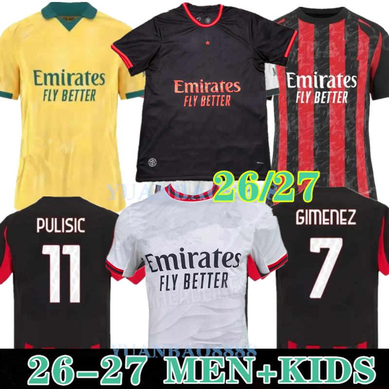 26 27 AC MilLAn Black white Jerseys 2025 2026 2027 home 4t MODRIC GIMENEZ THEO PULISIC RAFA LEAO NKUNKU LOFTUS CHEEK ESTUPINAN Football shirts uniform fans 4XL