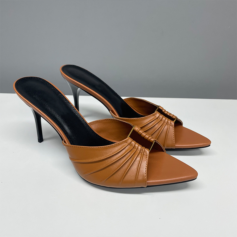 Big Size Eu44 Sandals Women Mules Summer High Heel Open Toe Fashion Party Dress Shoes 831