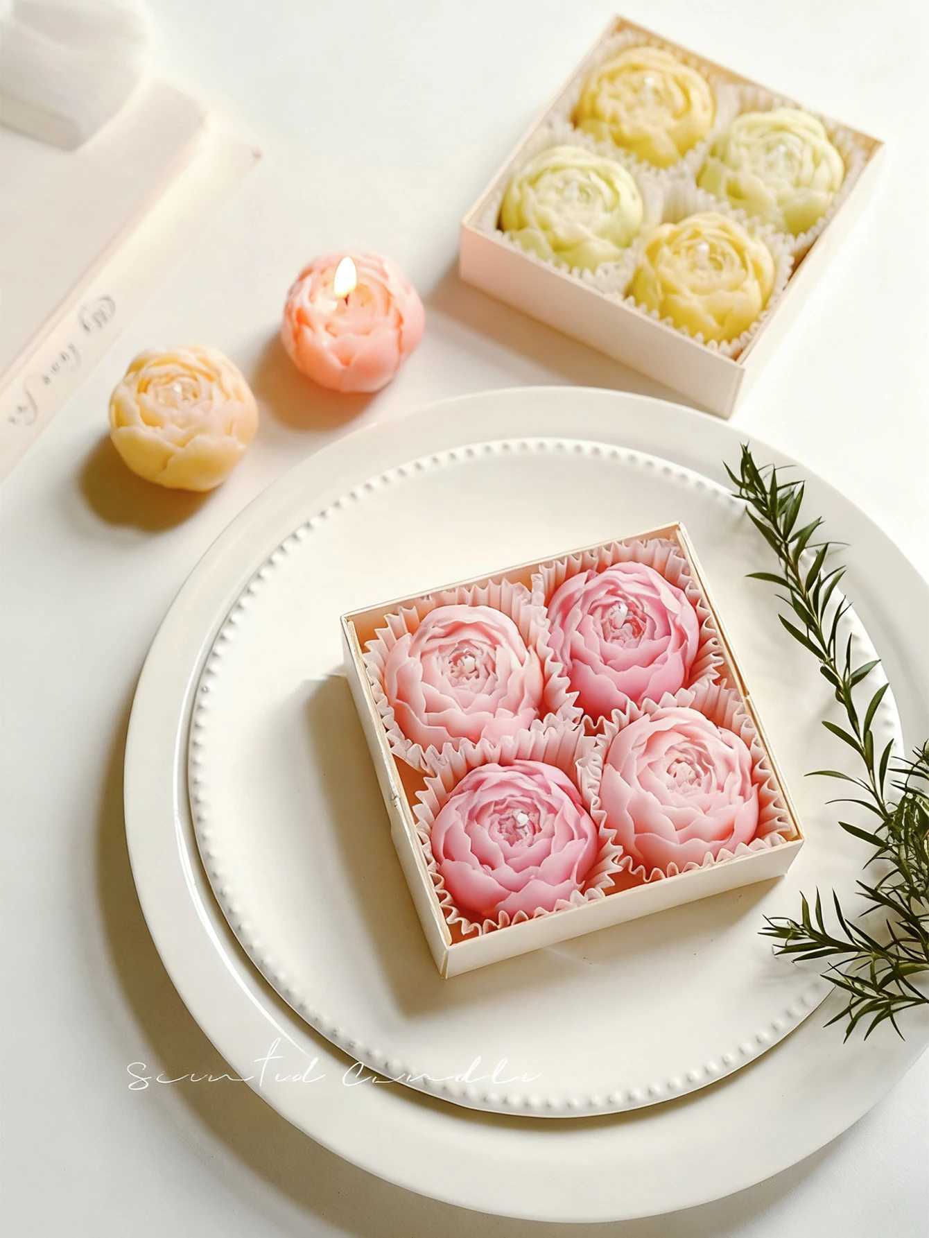 4-Pack Rose Scented Candle Gift Set Handmade Elegant Room Decor Gifts for womenBirthday/Valentines Day/Wedding/Anniversary D260318