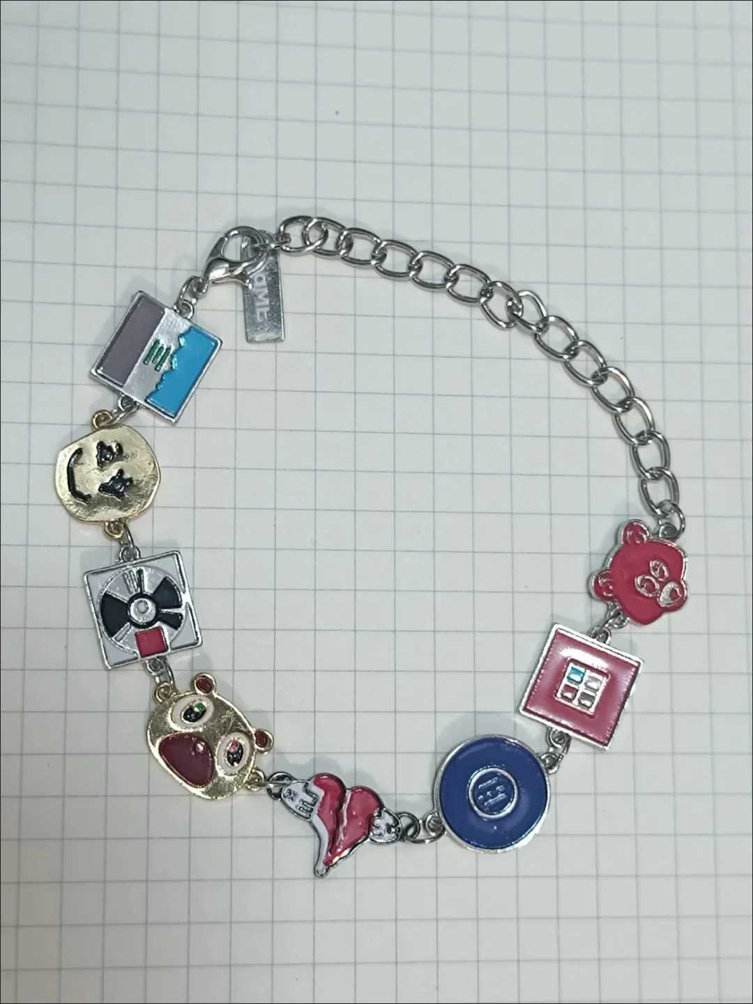 Art Album KAWaii Kanyeing Dropouted Bear Vintage Hip Hop Metal Cuff Bangles Jewelrys Men Women Fashion TrenDY Chains H260318 - view 7