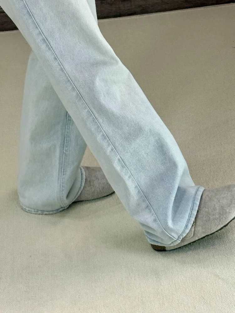 Y2K Light Blue Jeans Women High Waist Wide Leg Pants Loose Straight Leg Slimming Sagging Effect AutumnT260317