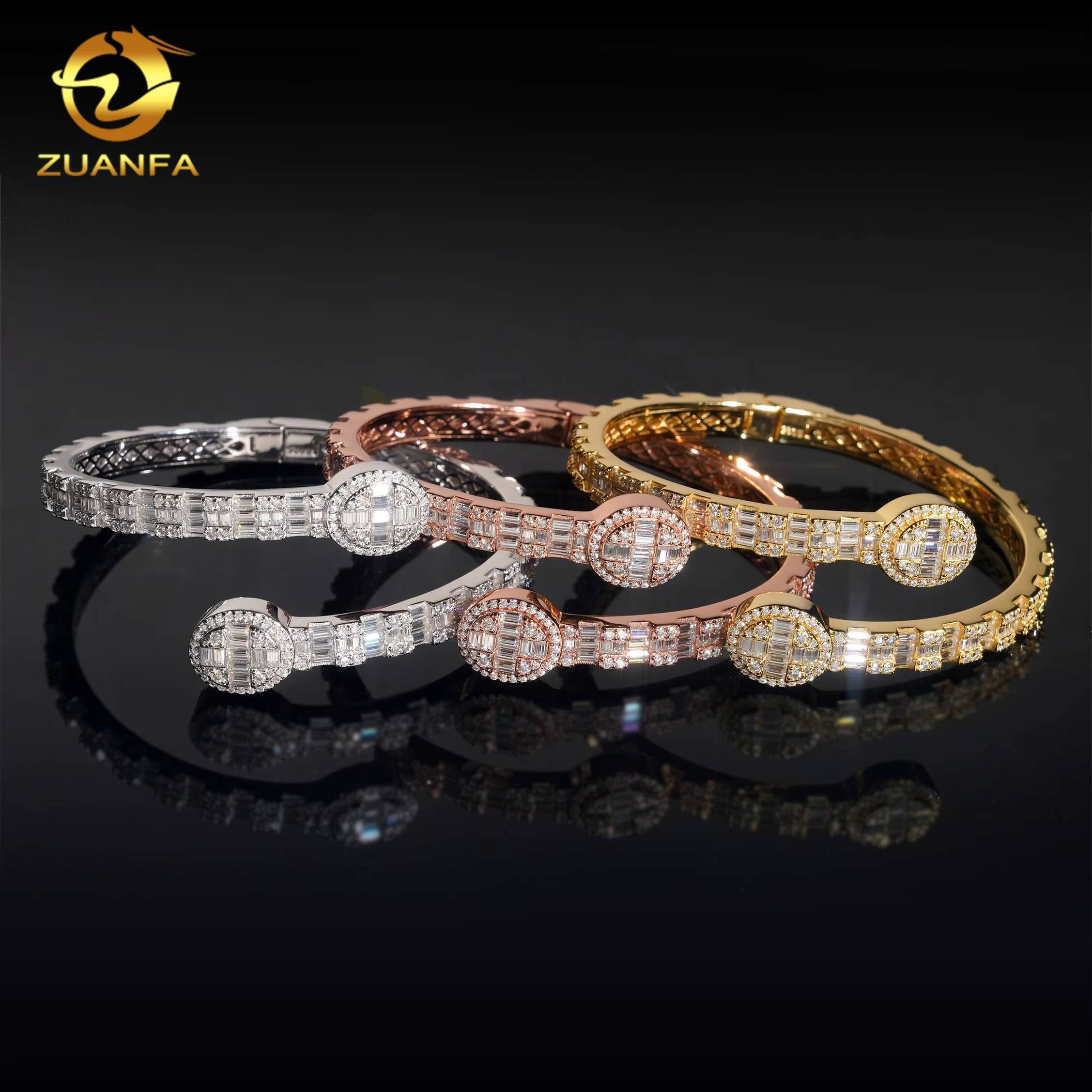 D Color VVS Miossanite Diamond 925 Silver Iced Out Hip Hop Jewelry Bracelet Bangle Men