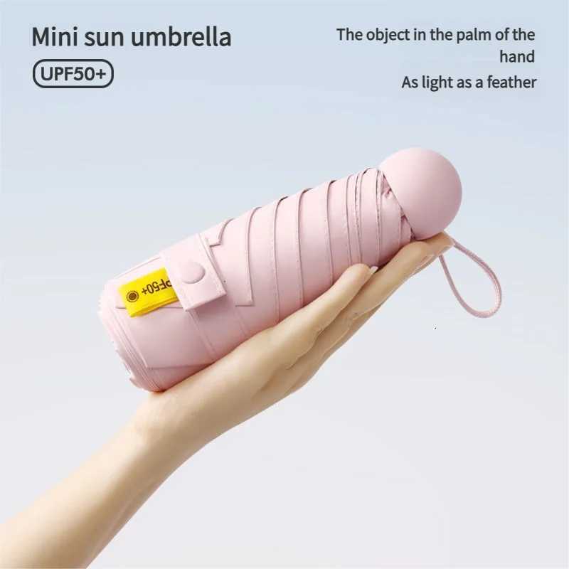 Mini Capsule Umbrella Five-Fold Six-Rib UPF50 Sunshade UV Protection Compact Foldable Rain Umbrella for All Weather H260318 - view 7