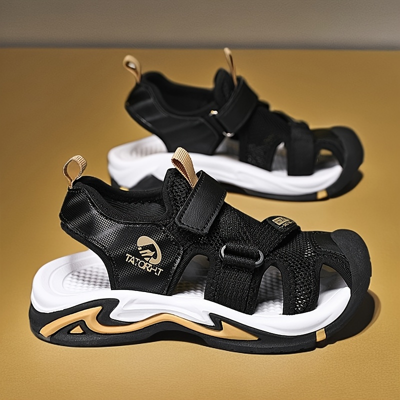 kids sport sandals closed toe sandals hiking sandals for kids adjustable strap sandals non-slip beach shoes breathable mesh sandals boys girls summer 