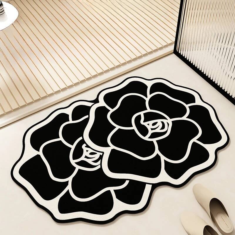 Bath Mat New Luxury Floral Diatomaceous Earth Absorbent Stain Resistant Quick Drying Bathroom Floor Mat
