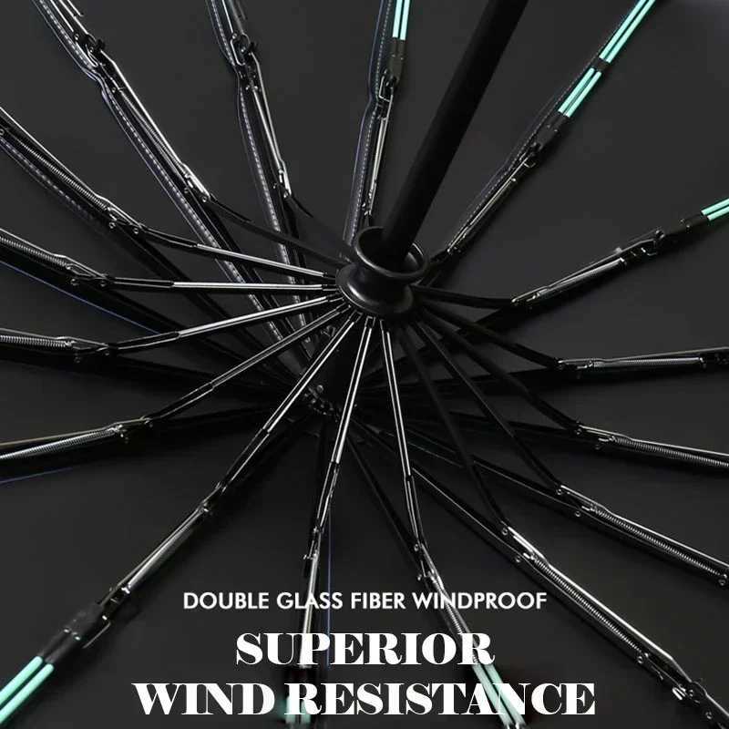 Windproof Compact Umbrellas Automatic Fold Business Luxury Sun Rain Umbrella Travel 16K Double Bones Large Umbrella H260318 - view 3