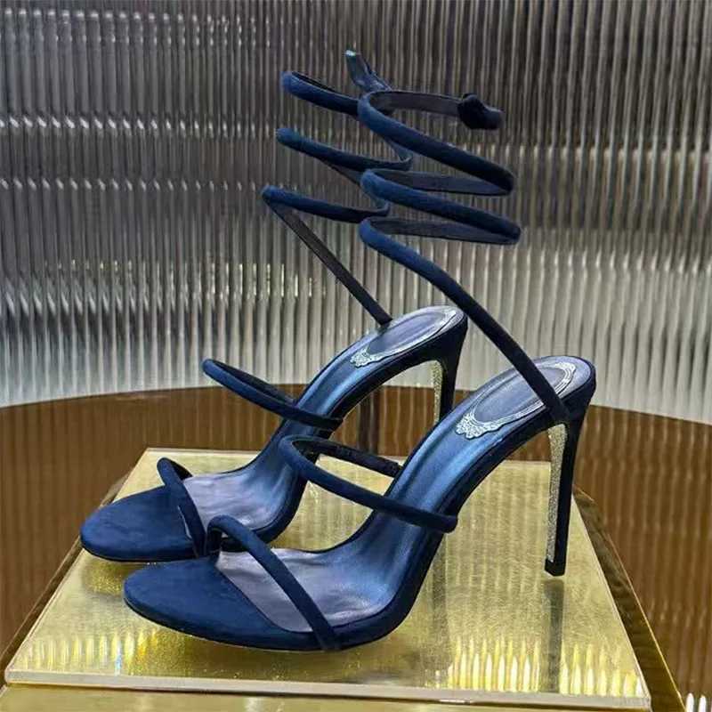 Summer High Heels Sandals Woman Snake Twine Around Ankle Strap Wedding Party Shoes Woman Heeled Gladiator Sandals Women W260318