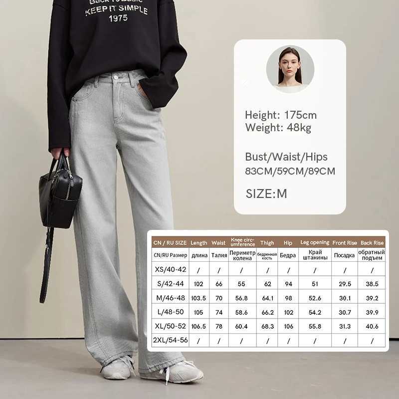 Amii Womens Jeans 2026 Spring New Casual Solid Color Cotton Straight Womens Pants Versatile Long Denim Trousers 12621038T260317