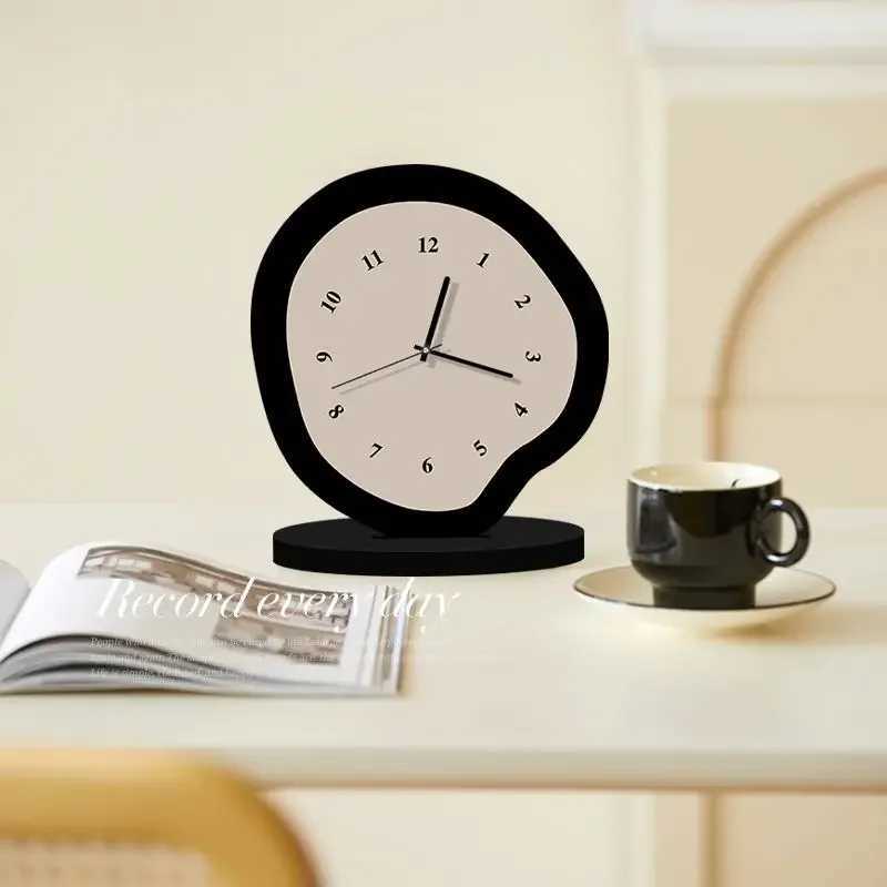 Cream Style Wall Clocks Modern Table Needle Clocks Desktop Clock Ornament Living Room Decorations Home Countertops Decor D260318