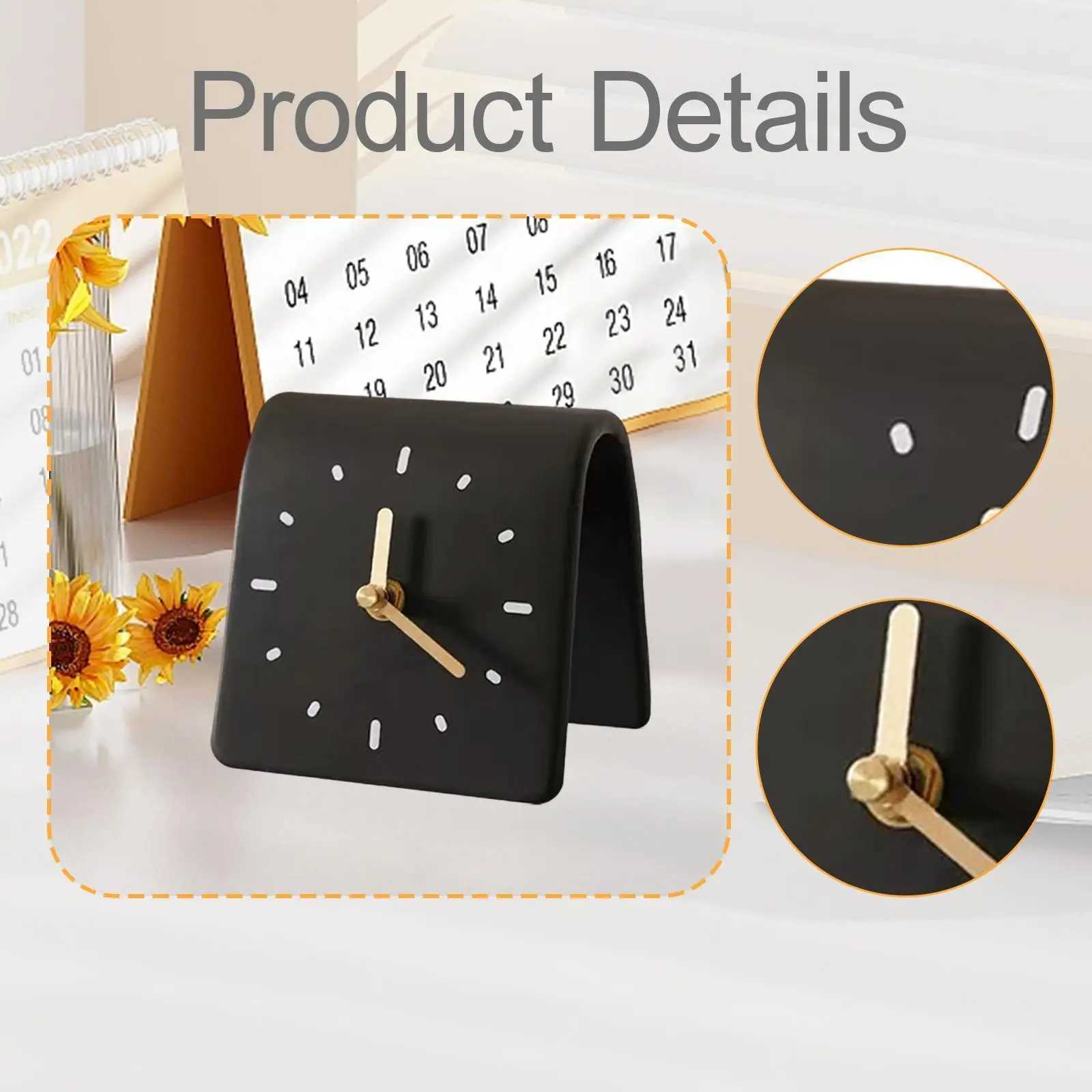 Desk Clock Modern Art Shelf Clock Decorative Silent Desktop Ornament for Desk Kids Room Office Countertop Housewarming Gift D260318