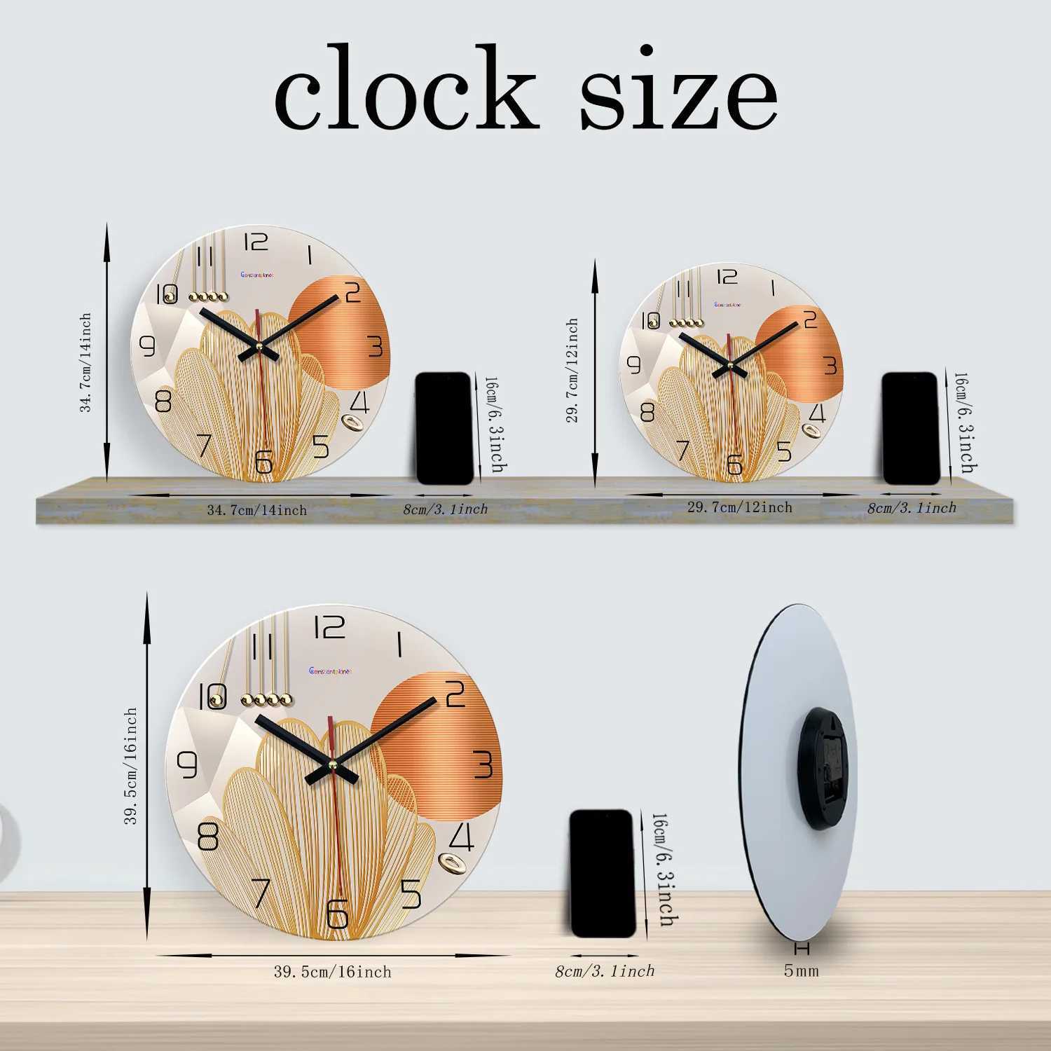 Kitchen Home Decoration Wall Clock Silent Quartz Clock Holiday Gift 12 Inches 14 Inches D260318