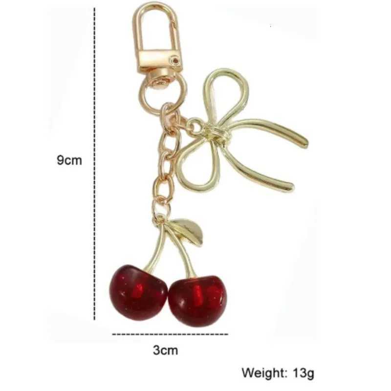 Fashion Delicious Red Cherry Bow Keychain Summer Fruits Cherries Pendant Keyring For Women Men Jewelry Bag Accessories Gift H2603181 - view 7