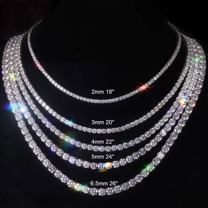 3MM 4MM 5MM Moissanite Tennis Necklace Moissanite Manufacturer Jewelry Gift Hip Hop Fashion Cuban Chain Necklace
