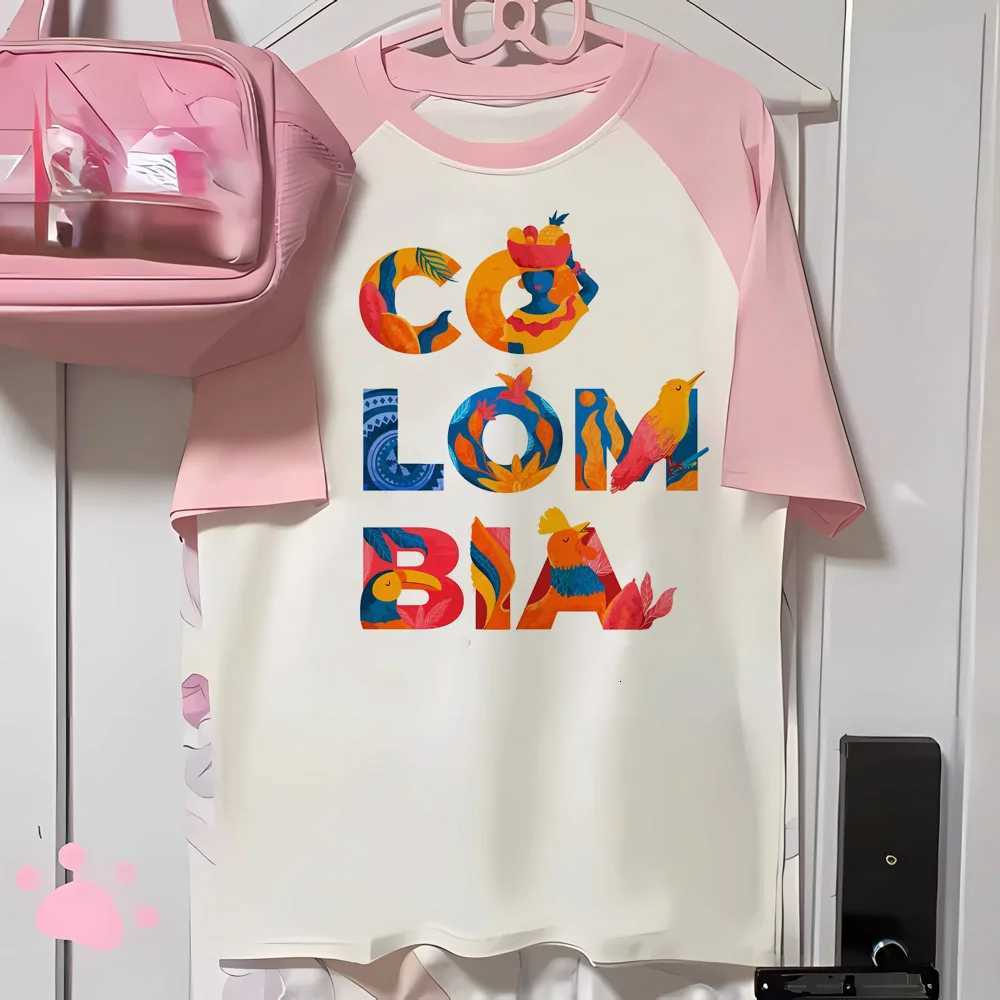 Colombia t shirt women graphic t shirt girl 2000s y2k designer clothesT260317
