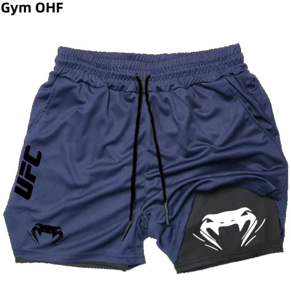UFC Summer Mens Sports Shorts Breathable Tennis Training Pants Mixed Martial Arts Print Quick-Drying Outdoor Running Double- M260318