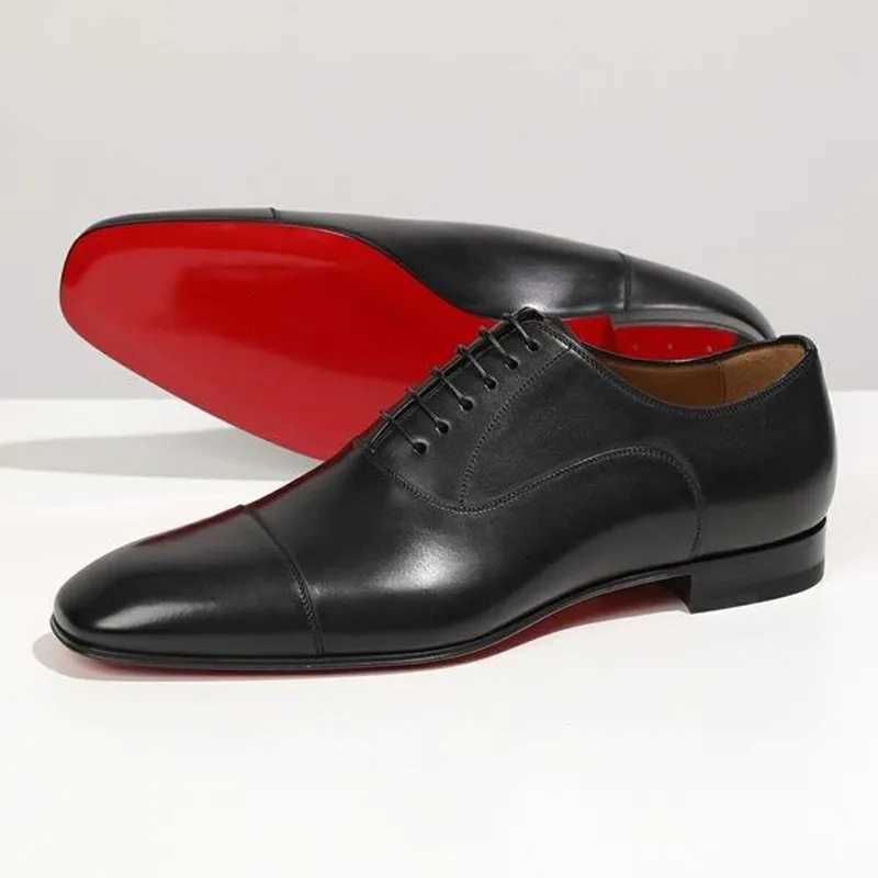 Red Sole Men Shoes Leather Black Brown Oxfords Square Toe Lace-up Wedding Dress Shoes for Men with Men Shoes ManZ260317