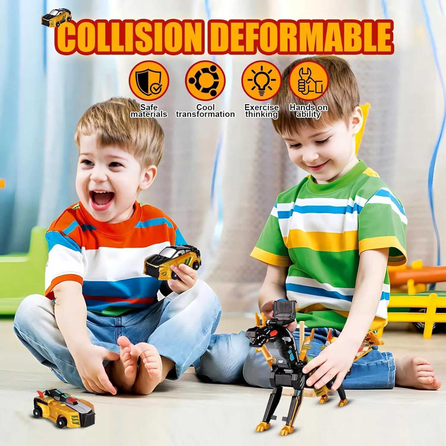2-in-1 Magnetic Collision Transforming Car Toy Dinosaur Horse Deformation DIY Magnetic Toy for Boys Girls Kids Party Gift Y260316