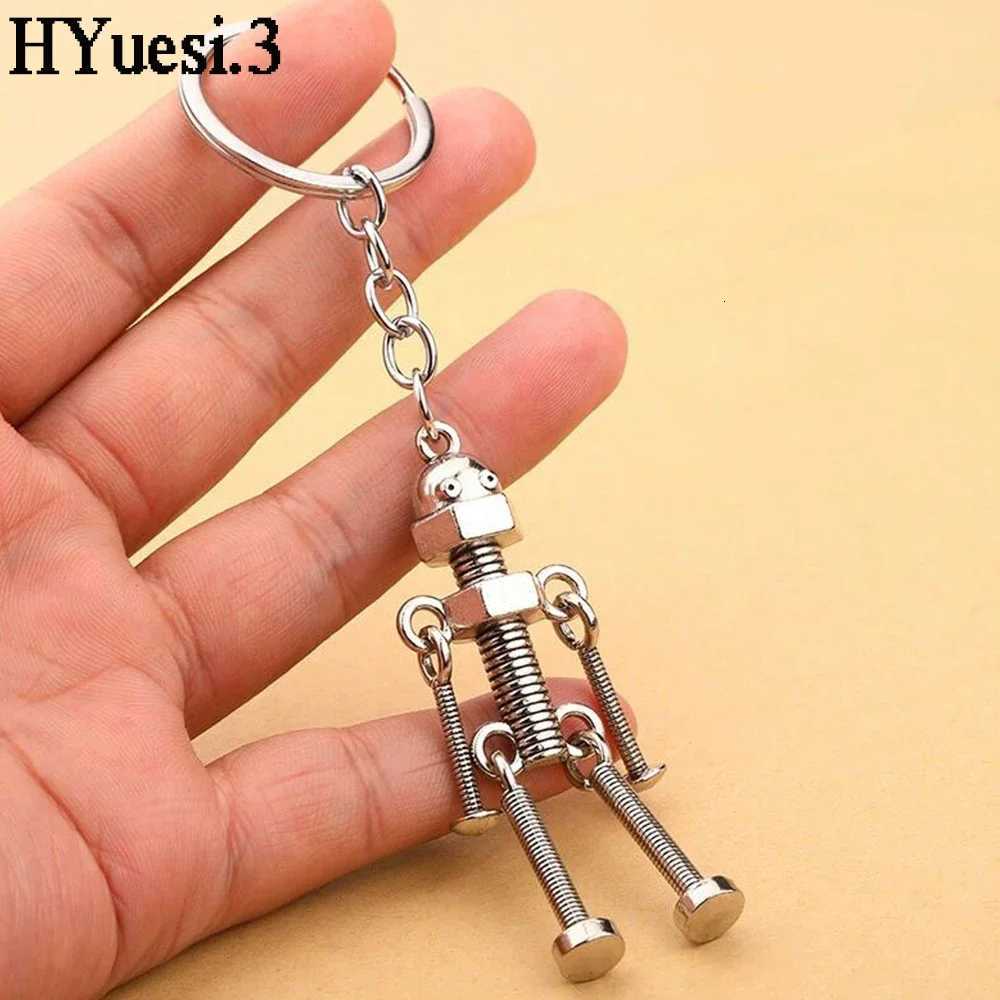 Vintage Screw Robot Keychain Creative Movable Joint Steampunk Robot Keyrings Women Men Purse Bag Backpack Ornament H260318 - view 4
