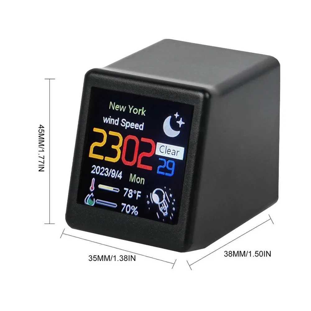 Small Portable Smart Wifi Weather Station Display Weather Temperature Humidity Time mini Alarm Clock Desktop Decoration D260318