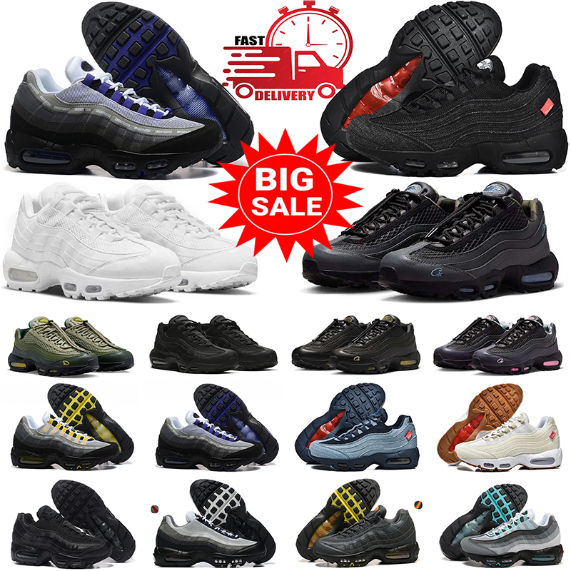 Running Shoes Women Mens Trainers 95s Triple Black Reflective White Solar Red Speed Yellow Cactus Grey Fog Grape Neon Bred Sneakers 40-46