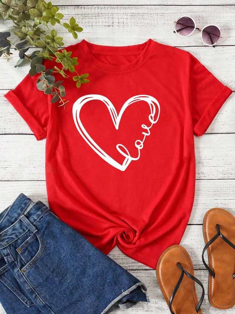 Love Heart Printed Trend Women Fashion Clothing Graphic T-shirts Clothes Print Female Shirt Short Sleeve Lady Casual TeeT260317