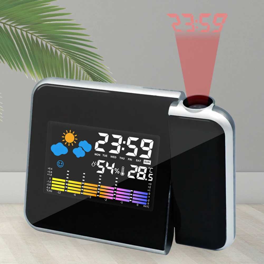 Projection Clock Digital LED Projector with Night Backlight Smart Alarm Clock for Home Bedroom Desk Table Thermometer Hygrometer D260318