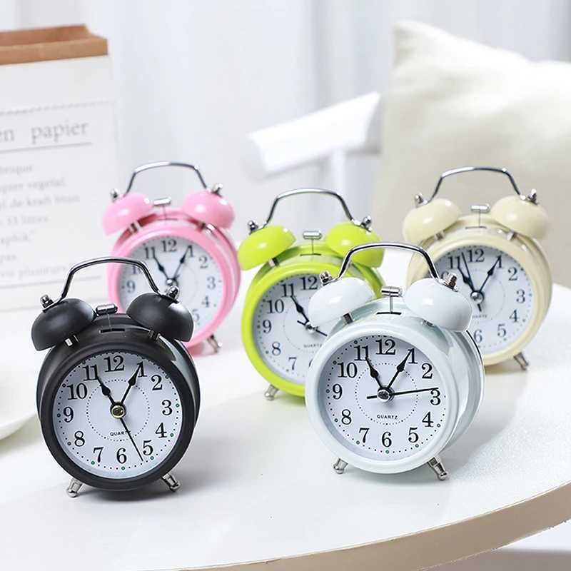 Super Loud Retro Ringing Alarm Clock Bedroom Small Night Light Student Bedside Clock Desk Ornament Home Decoration D260318