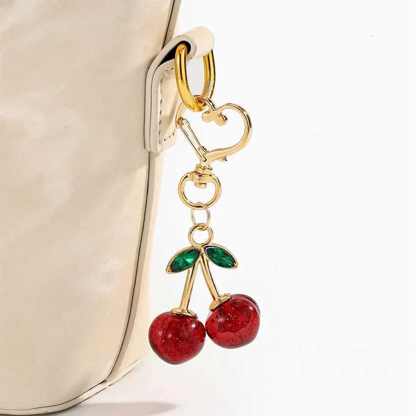 Cute Bling Acrylic Cherry Keychains for Women Girls Cartoon Cherry Backpack Bag Charm Car Keyrings Keys Holder Gifts H260318 - view 4