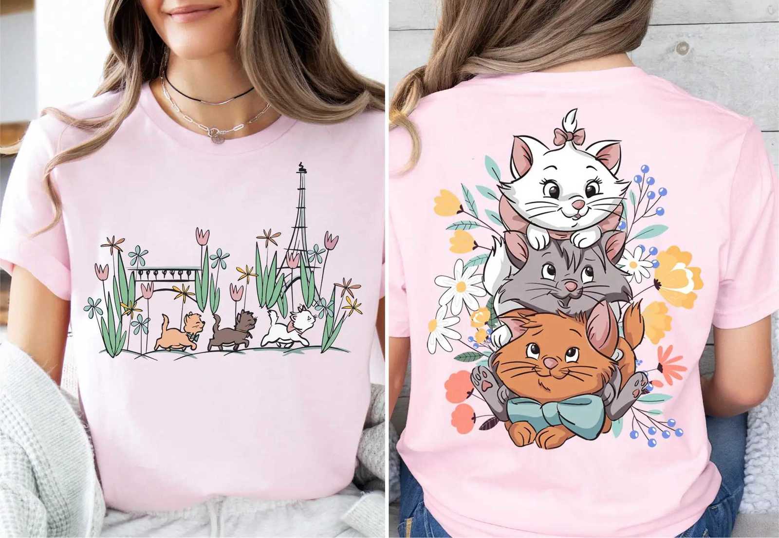 Women Summer Cartoon New T-Shirt The Aristocats Shirt Marie Toulouse Berlioz Cats Tee Y2K Street Fashion Casual Versatile TopT260317